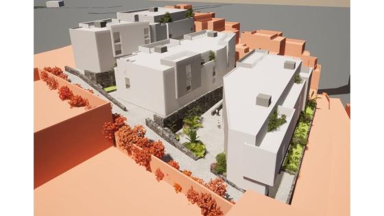 Arkitektskisse boligblokk.