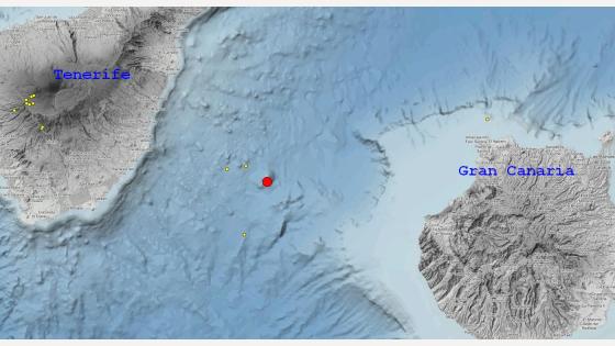 Jordskjelv mellom Gran Canaria og Tenerife 260226