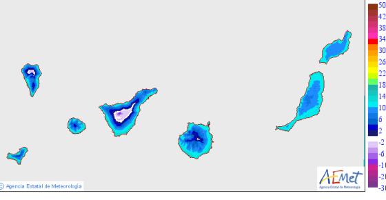 Dette er minimumstemperaturene som meldes av Aemet på Kanariøyene i dag