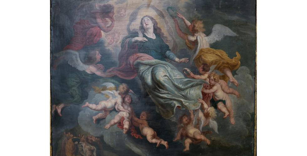 Maleriet Asunción de la virgen viser en kvinne med lys og engleskikkelser