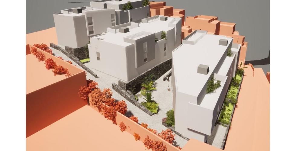 Arkitektskisse boligblokk.