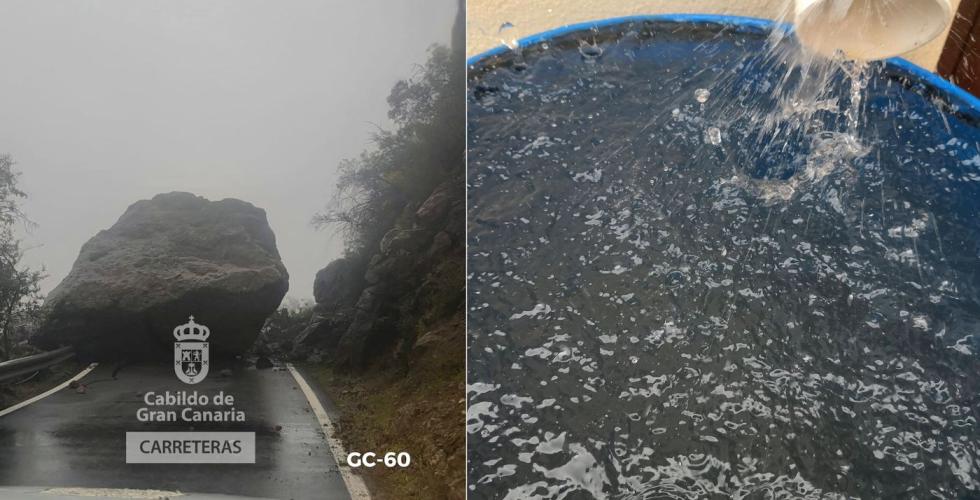 stein i vei og regntønne