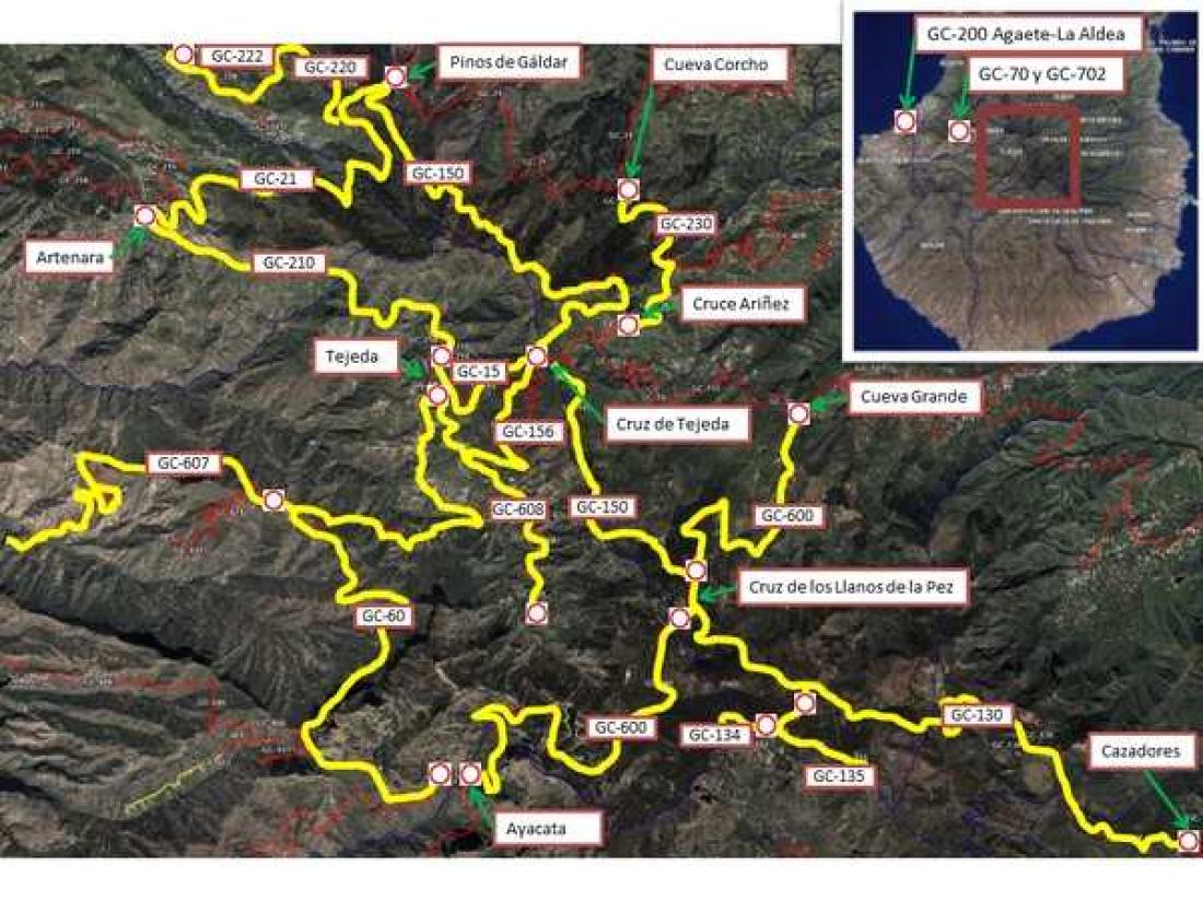 Stengte veier på Gran Canaria 19. feb.